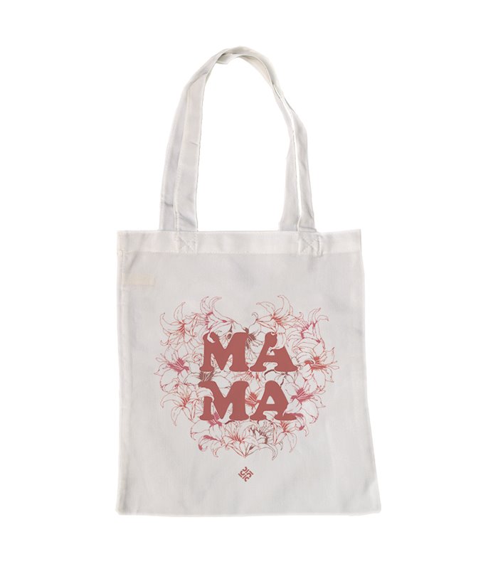 Bolsa de tela Blanca con Mama en lirios | Tote Bag Para Mamá