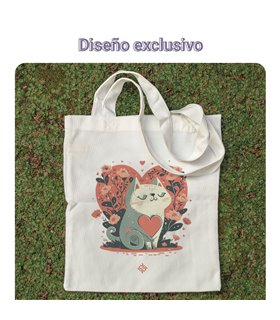 Bolsa de tela Blanca con Gato del amor | Tote Bag Para parejas