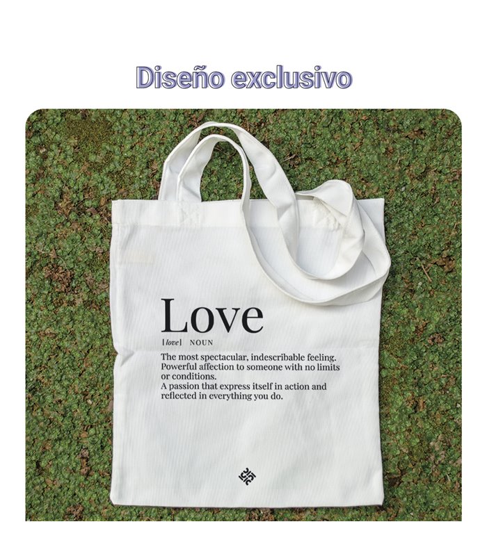 Bolsa de tela Blanca con Love Significado | Tote Bag Frases