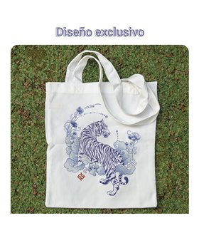 Bolsa de tela Blanca con Tigre | Tote Bag Animales