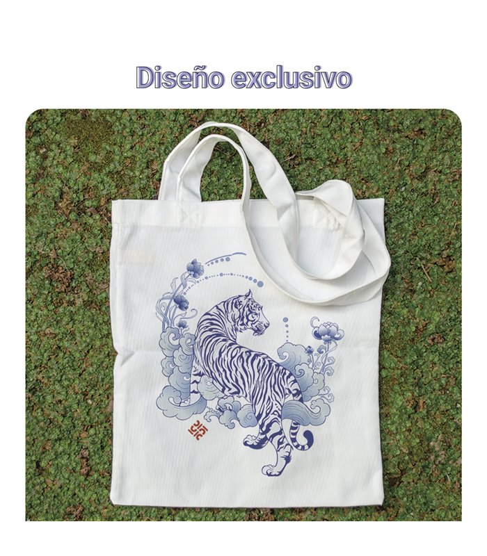 Bolsa de tela Blanca con Tigre | Tote Bag Animales