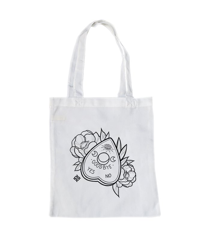 Bolsa de tela Blanca con Puntero de ouija | Tote Bag Esotérico - Gótico