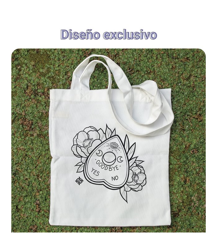 Bolsa de tela Blanca con Puntero de ouija | Tote Bag Esotérico - Gótico
