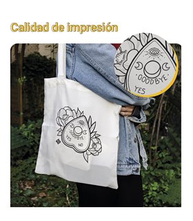 Bolsa de tela Blanca con Puntero de ouija | Tote Bag Esotérico - Gótico