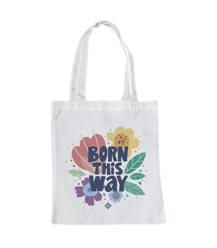 Bolsa de tela Blanca con Born this way | Tote Bag Frases