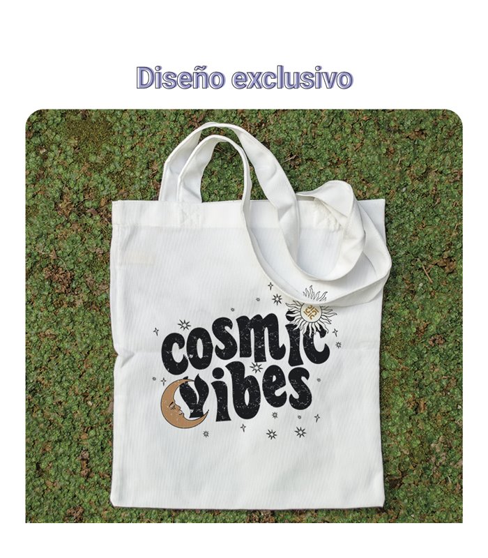 Bolsa de tela Blanca con Cosmic Vibes | Tote Bag Aesthetic