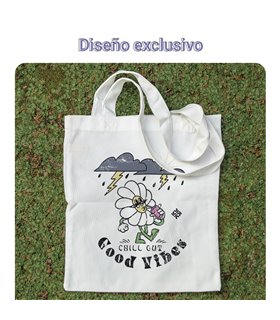 Bolsa de tela Blanca con Good Vibes | Tote Bag Aesthetic