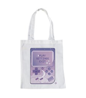 Bolsa de tela Blanca con Consola retro | Tote Bag Friki y Gamer