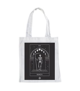 Bolsa de tela Blanca con Carta del Tarot, Death | Tote Bag Esotérico - Gótico