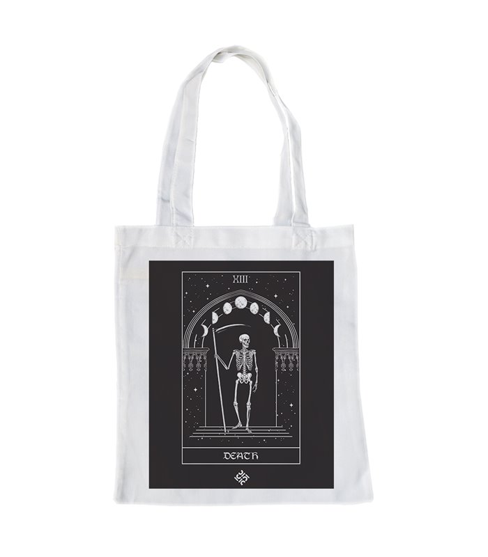 Bolsa de tela Blanca con Carta del Tarot, Death | Tote Bag Esotérico - Gótico