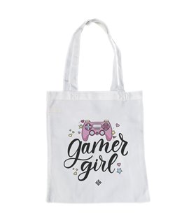Bolsa de tela Blanca con Gamer Girl | Tote Bag Friki y Gamer