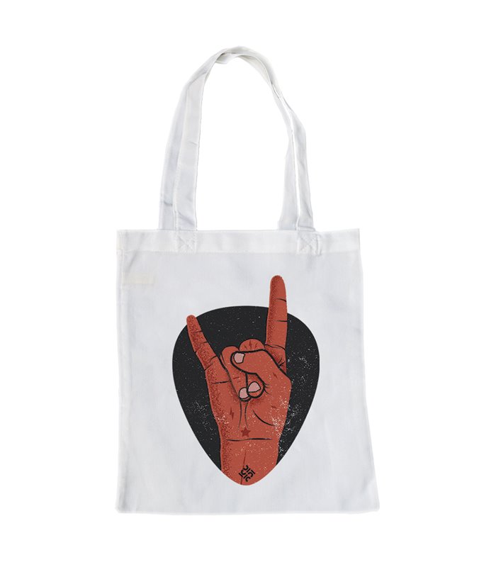 Bolsa de tela Blanca con Rock con la mano | Tote Bag Música