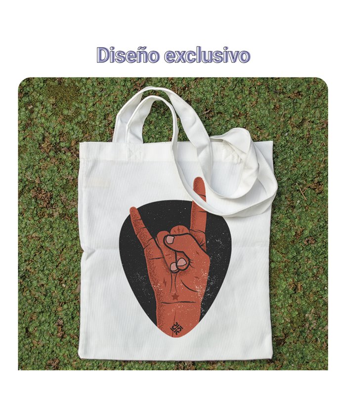 Bolsa de tela Blanca con Rock con la mano | Tote Bag Música