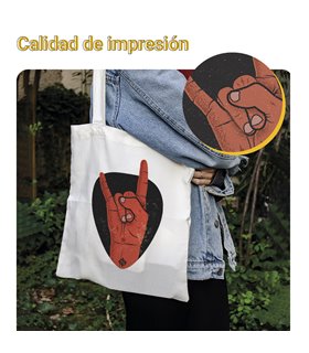 Bolsa de tela Blanca con Rock con la mano | Tote Bag Música