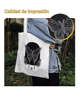 Bolsa de tela Blanca con Polilla | Tote Bag Esotérico - Gótico