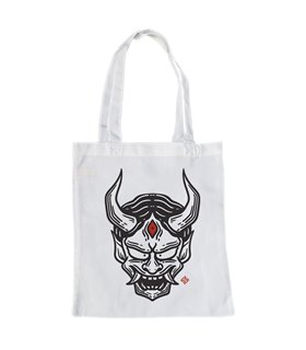 Bolsa de tela Blanca con Oni ojo rojo | Tote Bag I Love Japan