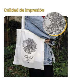 Bolsa de tela Blanca con Madrid | Tote Bag Mapa