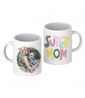 Taza día de la madre personalizable | Marco Super Mom | Taza diseño 100% original