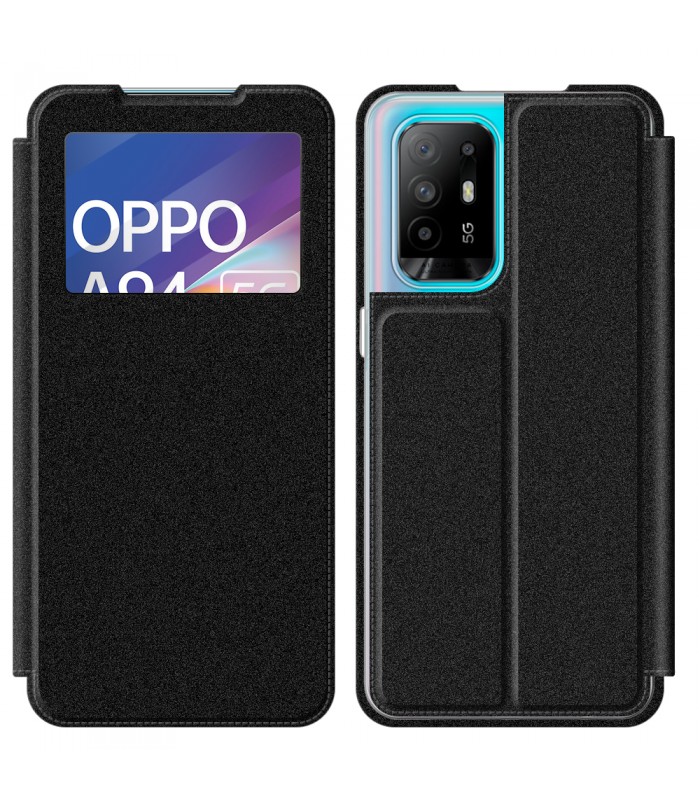 Funda Libro Oppo A94 5G Negro con Silicona TPU Resistente para Smartphone