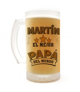 Jarra de cerveza Personalizable| Nombre + El mejor papá del mundo| Cristal Opaco - 500ml