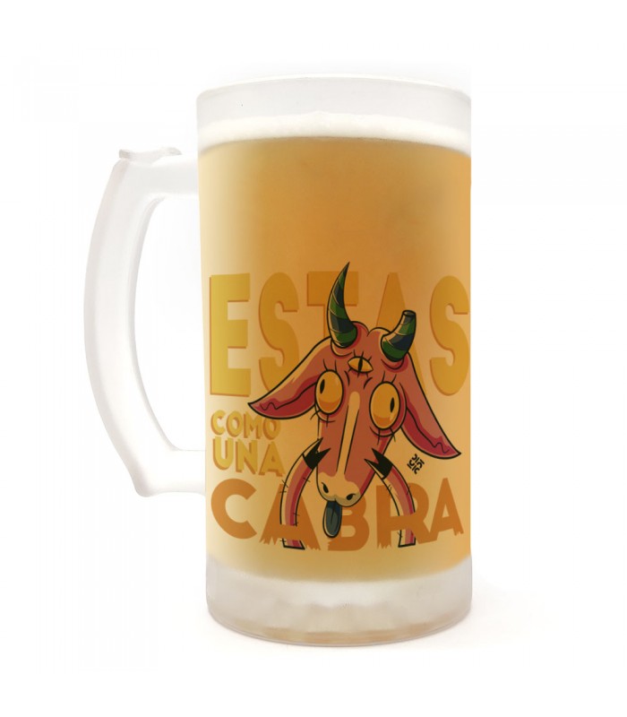 Jarra de cerveza diseños originales | Estás como una cabra | Cristal Opaco - 500ml