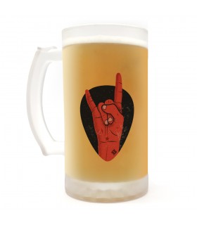 Jarra de cerveza diseños originales | Puño Rockero | Cristal Opaco - 500ml