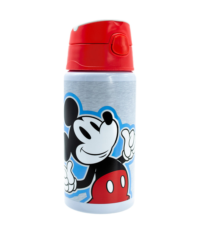 Cantimplora aluminio con pajita - Mickey Mouse | 500ml - Roja
