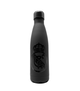 Botella Aluminio | Real Madrid | Negro Mate con Escudo en Brillo| 500ML