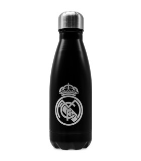 Botella Aluminio | Real Madrid | Botella Negra con Escudo en Contraste | 550ML