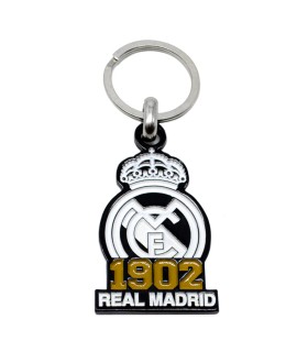 Llavero Real Madrid - Llavero Escudo Real Madrid Con Texto 1902 - Metálico Producto Oficial 5 x 3 cm
