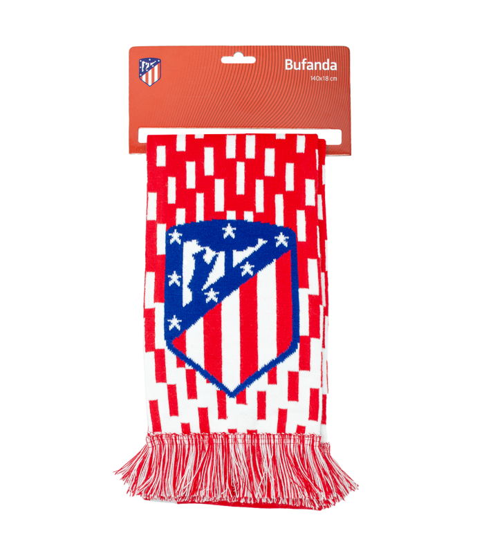 Atlético de Madrid Bufanda Escudo Nuevo - ROJO Y BLANCO Atletico de Madrid - Premium Telar 130 X 20 CM - Producto Oficial