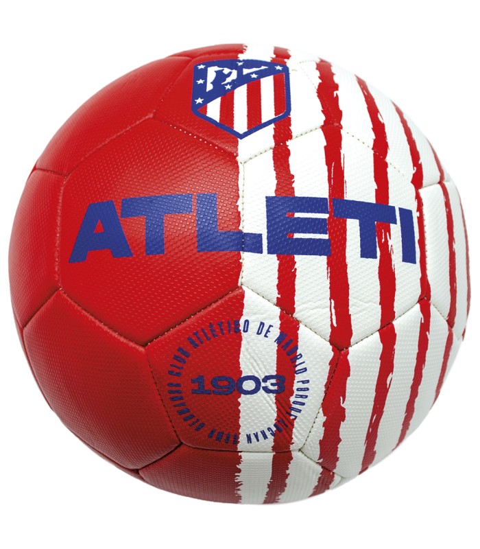 Balón Atlético de Madrid | Balón Fútbol Atleti Mitad Rayas Verticales | ROJO Y BLANCO | Talla 5 | Producto Oficial