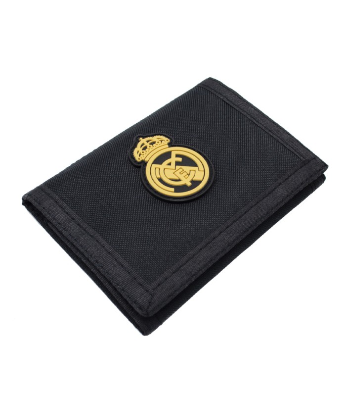 Cartera Real Madrid - Cartera | Real Madrid |Cartera Negra Con Escudo Dorado |