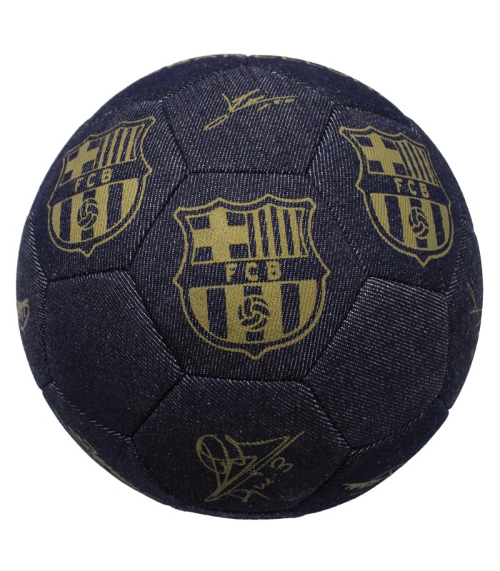 Balón FB Barcelona| Balón Fútbol Barça Azul Marino Vaquero y Firmas Doradas | Talla 5 | Producto Oficial
