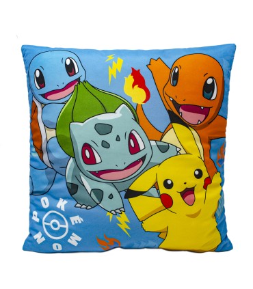 Cojín Pokemon - Pikachu, Squirtle, Charmander, Bulbasaur | 40cm x 40cm | Nintendo| Licencia Oficial