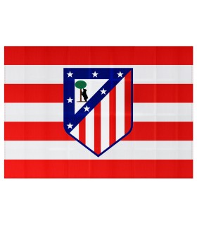 Bandera oficial del Atlético de Madrid | 120 x 90 cm - Rallas Rojas y blancas con escudo en el centro