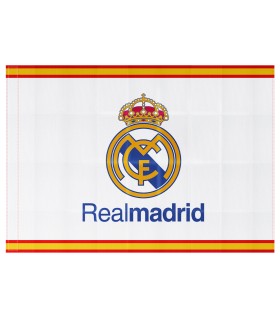 Bandera oficial del Real Madrid Club de Fútbol | 150 x 100 cm - Escudo del Real Madrid y borde con colores de España