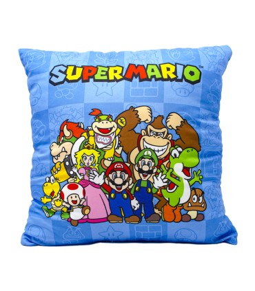 Cojín Super Mario Azul | 36cm x 36cm | Nintendo| Licencia Oficial