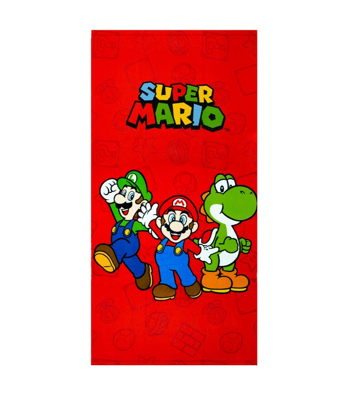 Toalla Oficial Super Mario, Luigui & Yoshi - 70x140 cm - Ideal para Piscina y Playa