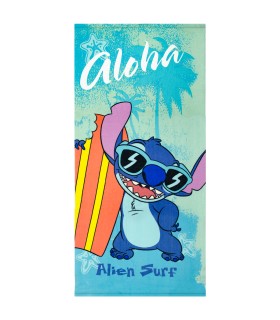 Toalla Oficial Stitch, Alien Surf - 70x140 cm - Ideal para Piscina y Playa
