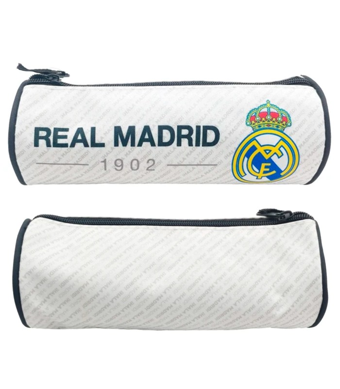 Estuche Escolar Cilíndrico | Real Madrid - Estuche Blanco (Fútbol) | Vuelta al Cole