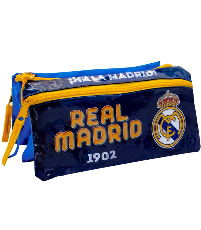 Estuche Portatodo Triple| Real Madrid - Azul Marino | Varios compartimentos, varias cremalleras - PRODUCTO OFICIAL