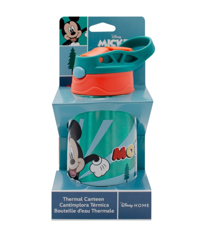 Botella de Aluminio Flip Mickey - 500ml | spark your own magic | Cantimplora Infantil Reutilizable | Producto Oficial Disney