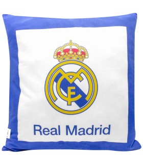 Cojín Cuadrado del Real Madrid CF con Escudo para Sofá Cama, Silla 40 x 40 cm | Producto Oficial