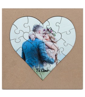 Puzzle personalizable con soporte en forma de corazón - Regalo original, personalizable y único