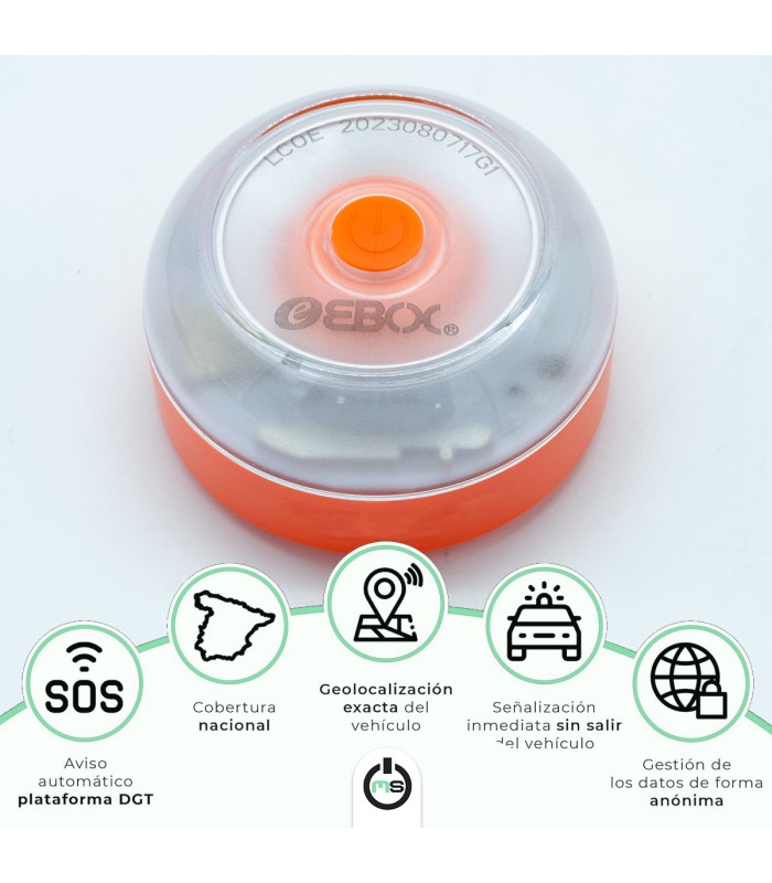 Baliza V16 Homologada DGT IoT Conectada | Luz Emergencia Coche 1 km 360° | SIM Integrada, IP54, Pila Incluida
