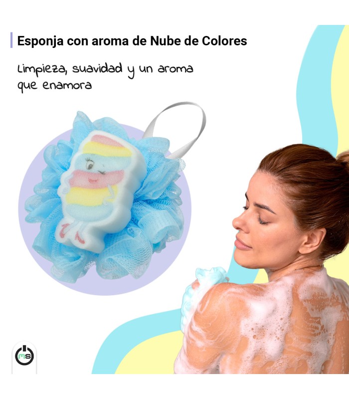 The Fruit Company Candy Shop Nube de Colores Set Baño 4 Piezas | Aroma Dulce Algodón de Azúcar | Gel, Colonia, Esponja y Bomba