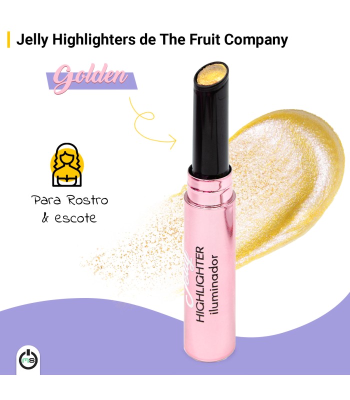 The Fruit Company Pack 3 Iluminadores en Barra Golden Girl | Jelly Highlighter Gelatina Facial | Brillo Dorado y Efecto Glow