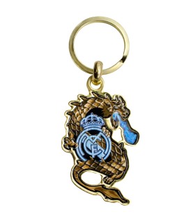 Llavero Real Madrid Dragón Azul Oficial | Escudo Metálico con Detalles Dorados | Accesorio Deportivo y de Colección