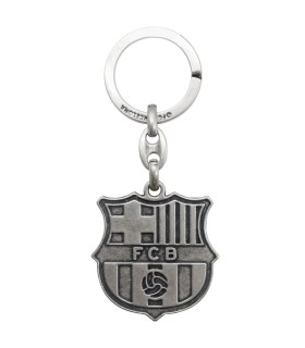 Llavero Barça Metálico Oficial con Escudo en Relieve | Producto FC Barcelona | Acabado Plateado Elegante | Regalo Ideal para Fan